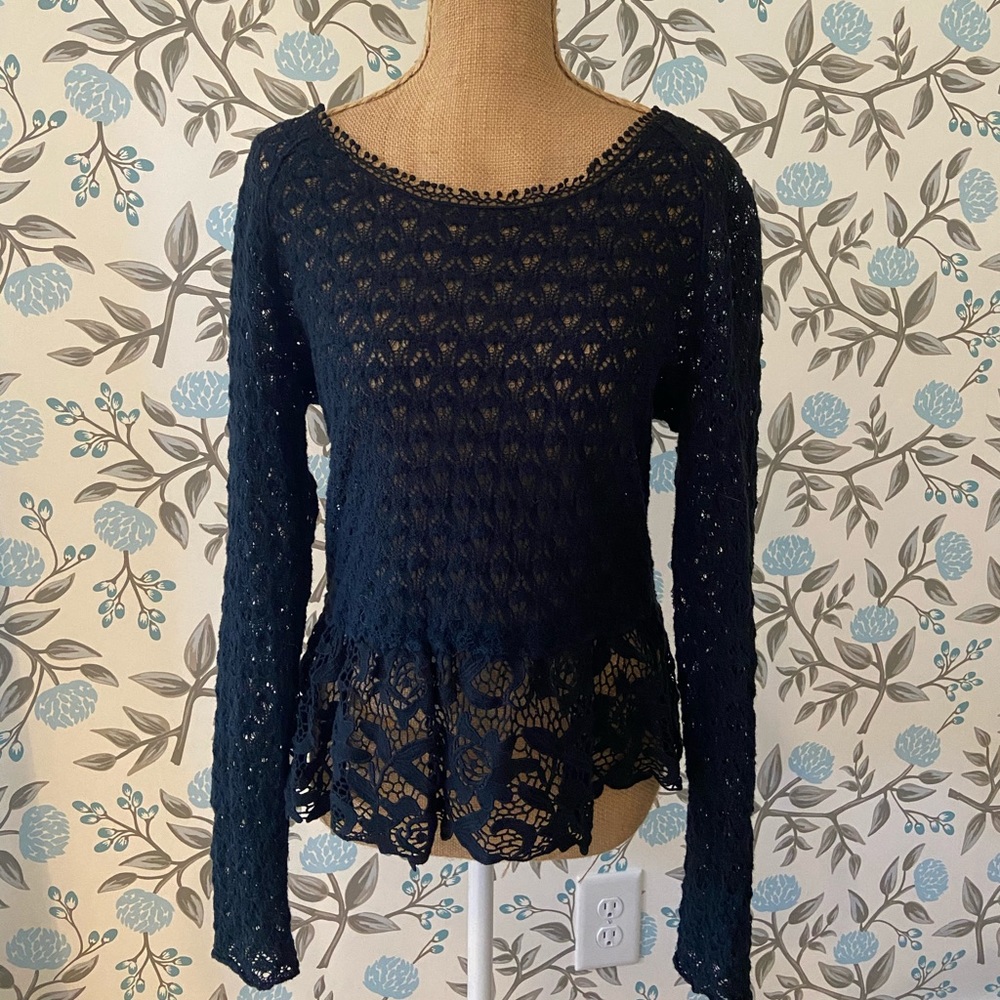 Free People Long Sleeve Tie Back Top